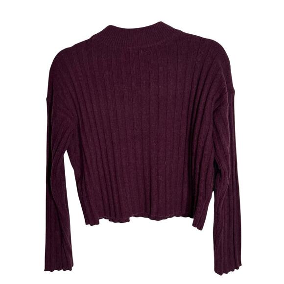 Madewell Women's Rib Mock Neck Turtleneck Wool Sweater Maroon Size XS - Picture 3 of 6